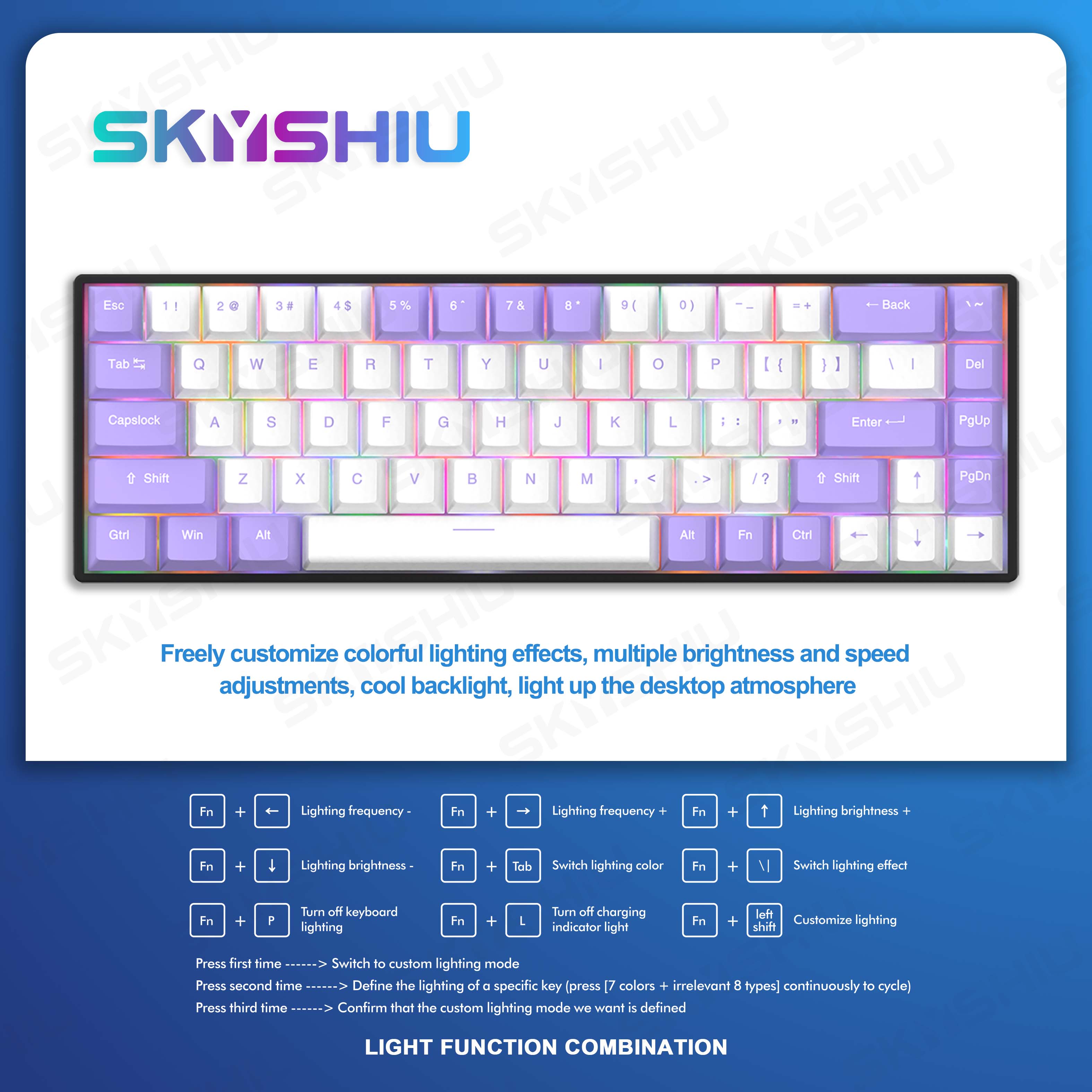 SKYSHIU SK-68 V2 68 Keys Mechanical Keyboard RGB 5 Pin Hot Swappable ...