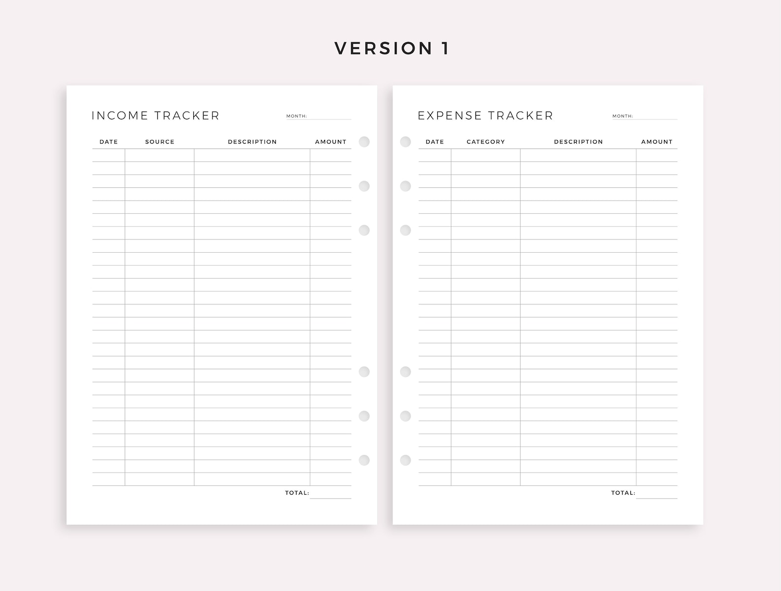 A5 A6 Income & Expense Tracker Planner Binder Refill | A5 Binder ...