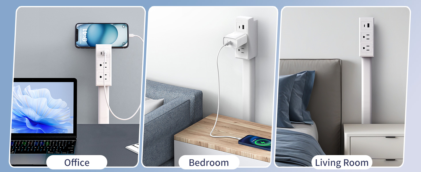 Power Socket Extender Electrical Outlet Expander Outlets USB-A/ USB-C ...