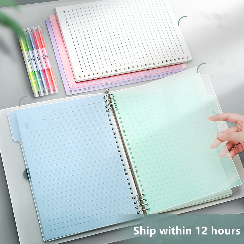 Binder Notebook A5 B5 A4 Refillable Binder Cover Loose Leaf 60 sheets ...