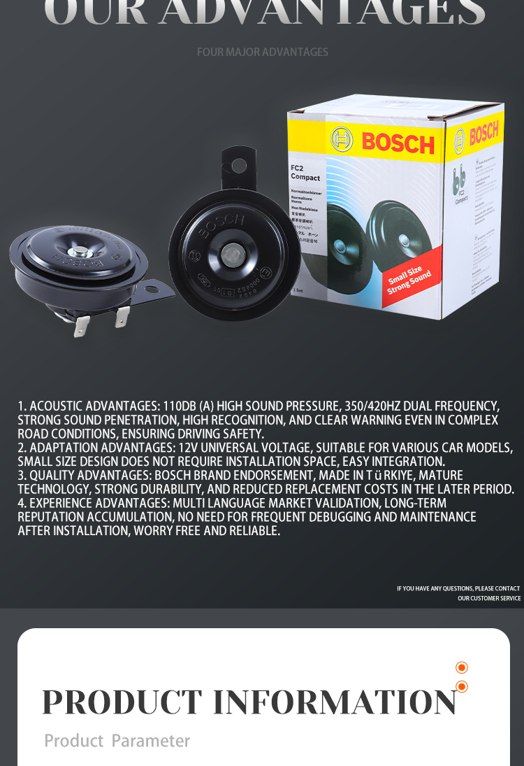 Bosch FC2 Disc Compact Horn 12V 350Hz / 420Hz 111dB(A) Motor super loud ...