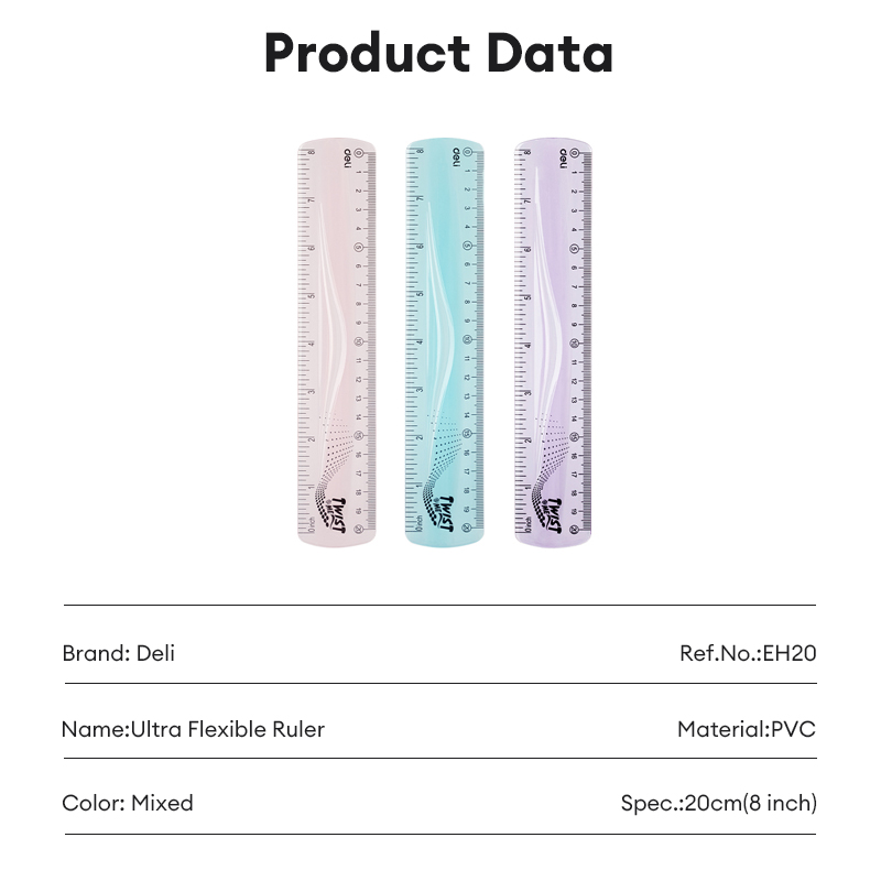 Deli 8/12 Inch Flexible Ruler Mixed EH21 | Shopee Philippines