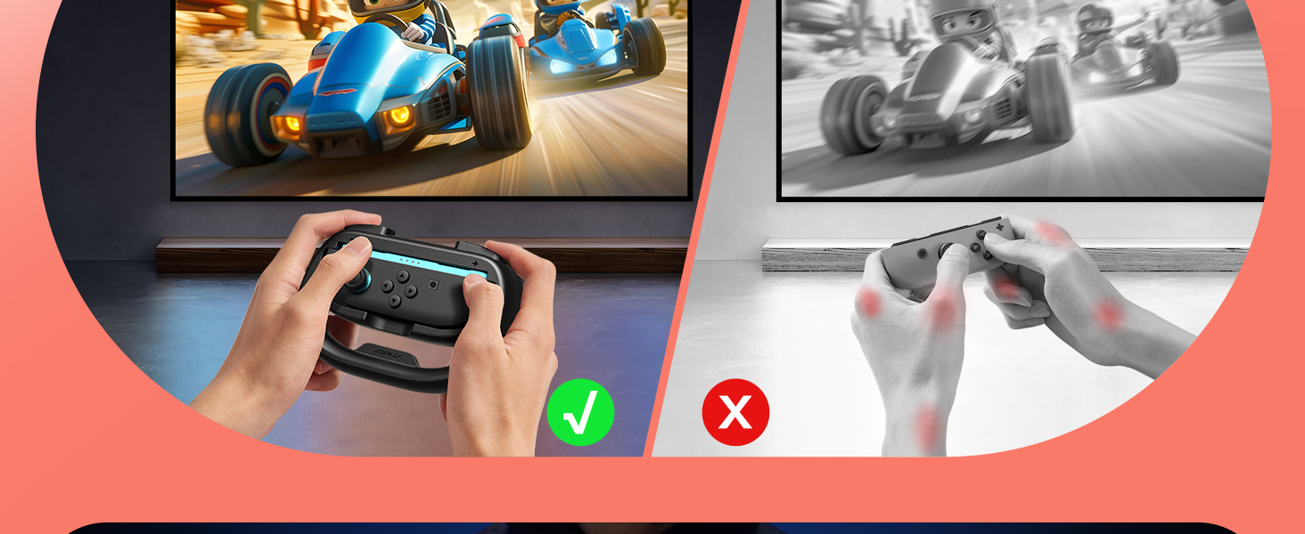 JSAUX Racing Steering Wheel For Nintendo Switch 2 GP0403 (Black ...