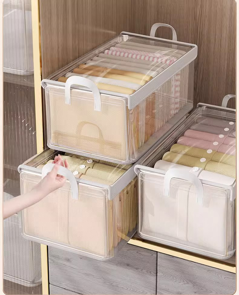 PVC Clear Foldable Basket Stackable Storage Container Durable ...