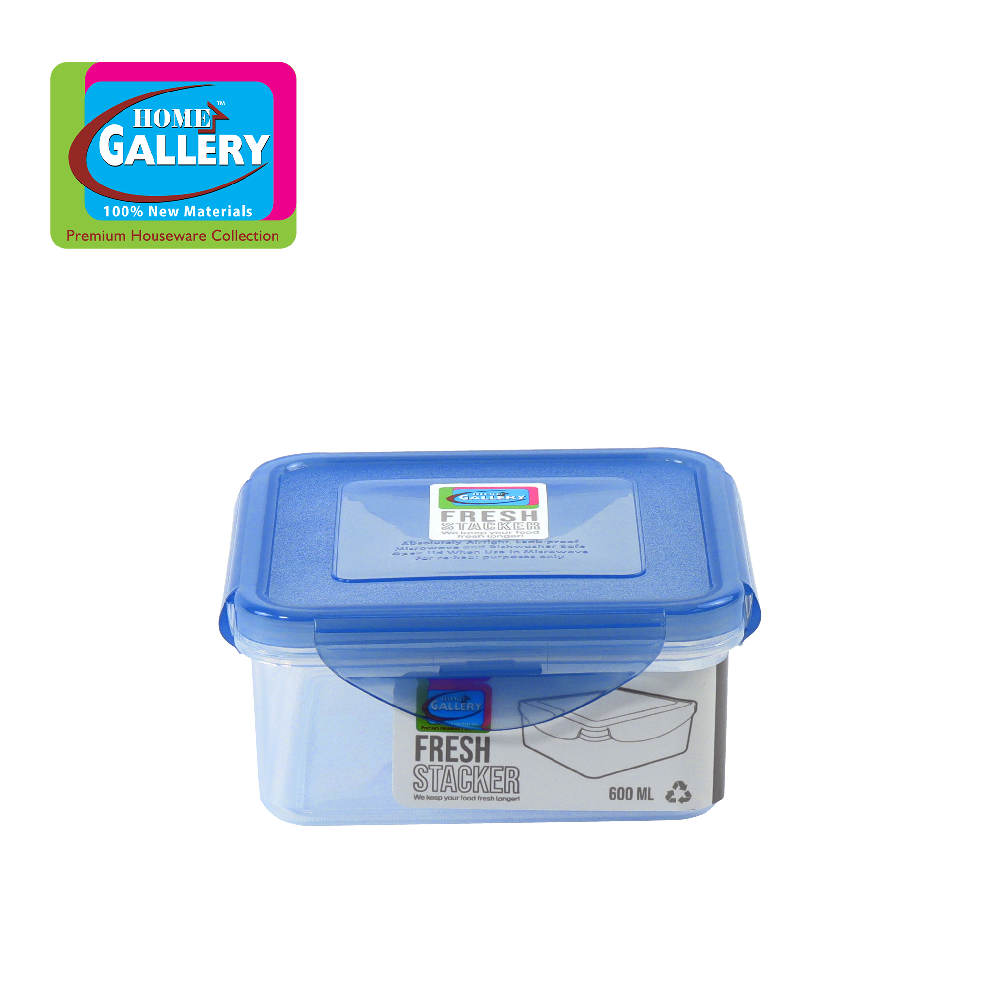 Home Gallery Fresh Stacker Square Food Keeper 600ml BPA Free Airtight ...