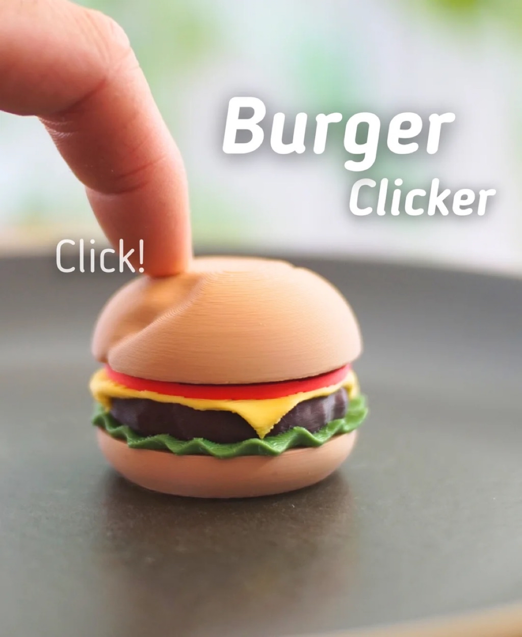 CLICK-ET! Burger Clicker Keychain by Slycelab 3DPrinted Aesthetic ...