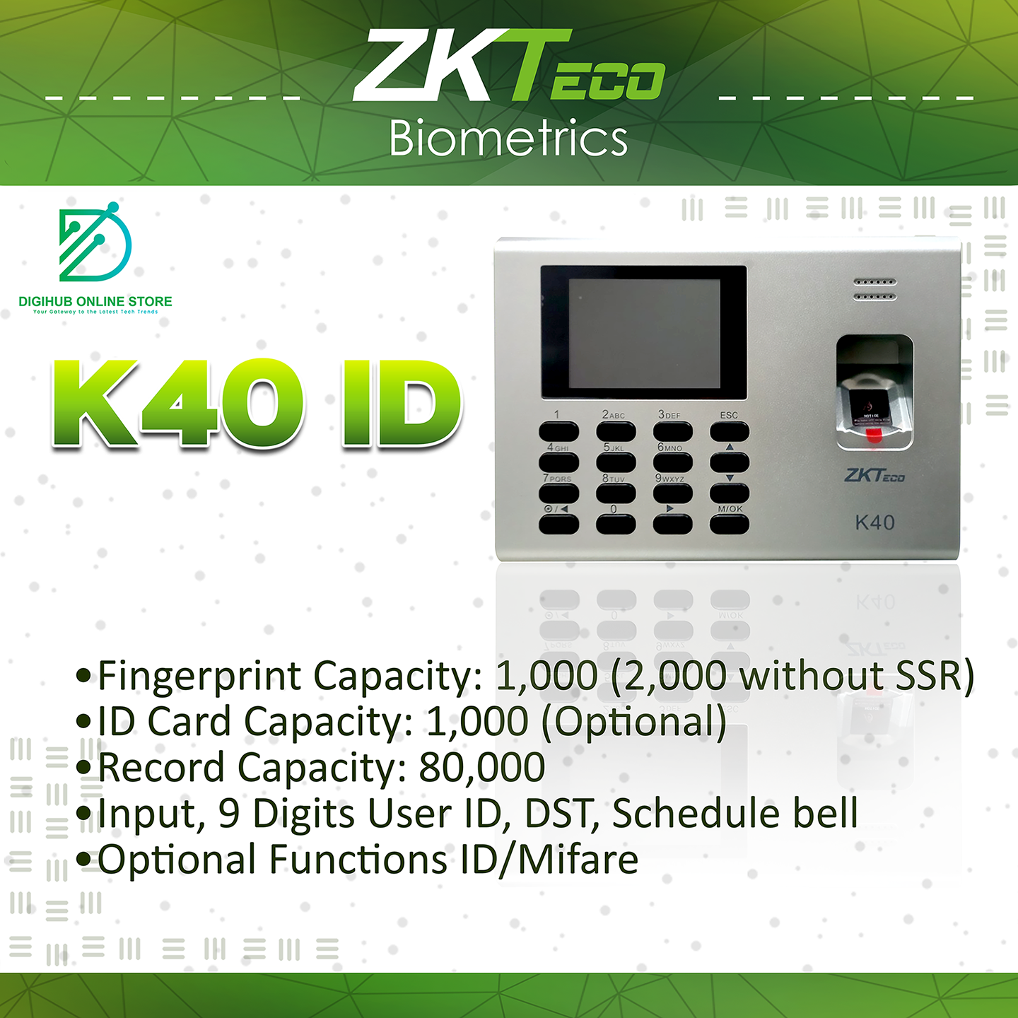 K40 Time attendance biometric Simple access control or external bell ...