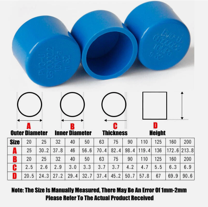 PVC Cap End Caps Plug Blanking ø20/25/32mm Blue Adhesive Drain Pipe ...