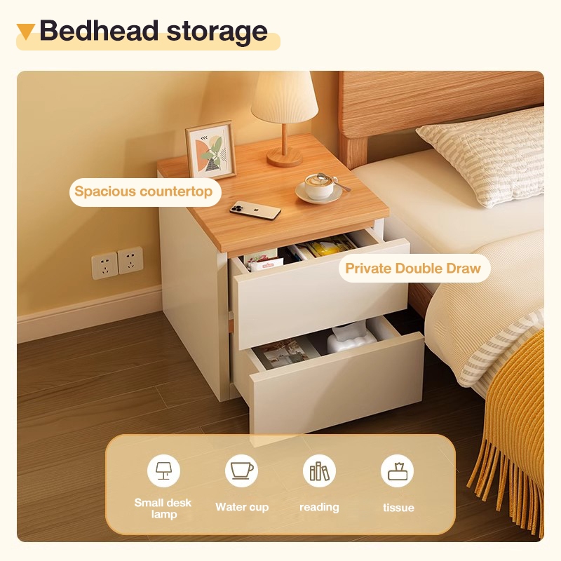 Simple Bedside Table With Drawer Minimalist Shelves Nightstand Side ...