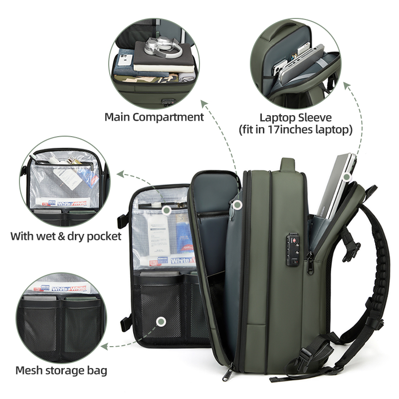 SeaChoice Expandable Vacuum AirBag Backpack, Business Laptop Travel Bag ...