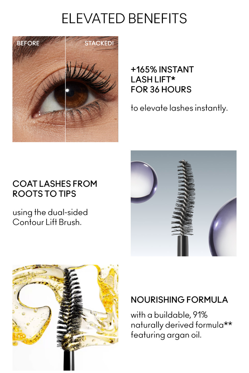 MAC MACStack Elevated Mascara / 36HR Lash Lift Curl, Buildable Volume ...