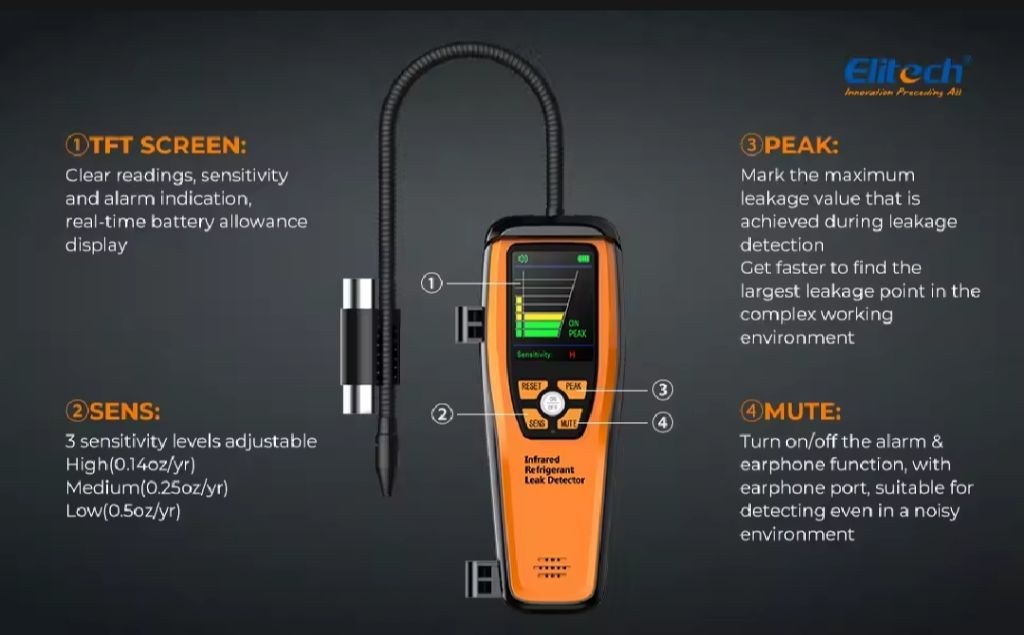 Elitech ILD-200 Advanced Refrigerant Leak Detector HalogenTester ...