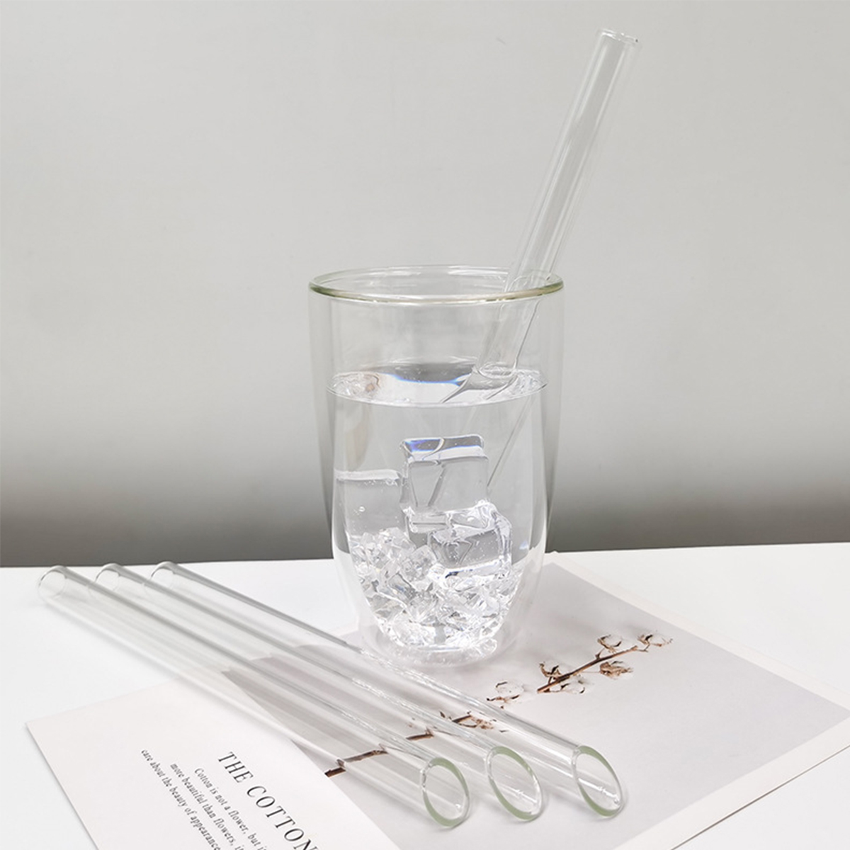 S.L. Clear Glass Straw Resistant Transparent Glass Straw 20cm Length ...