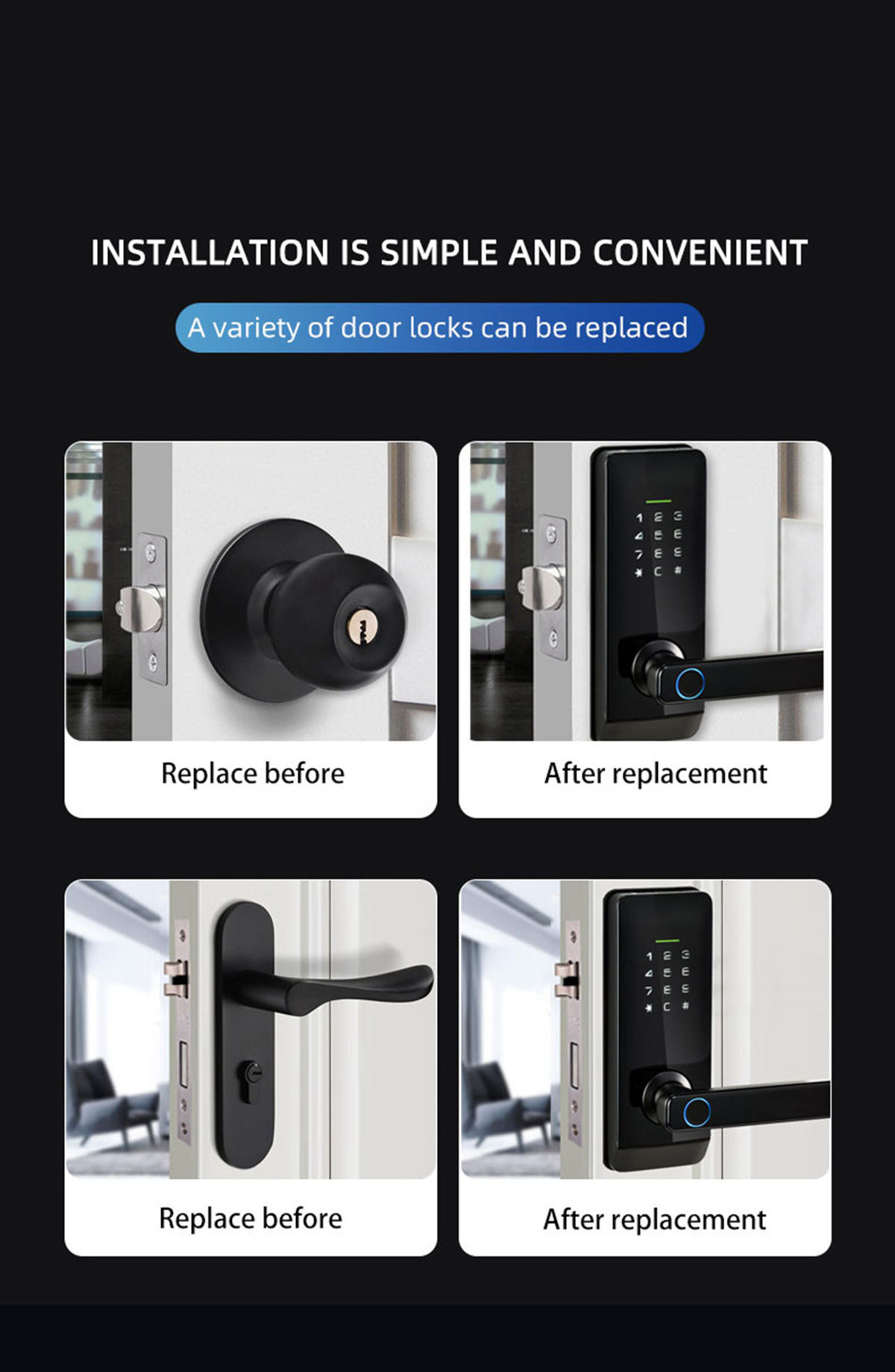 Vermax Smart Door Lock Mobile NFC Recognition Smart Lock Antipry Alarm ...