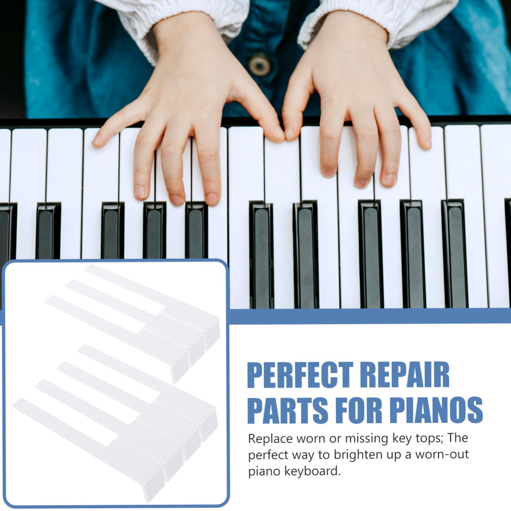 52Pcs Piano Keytops Kit ABS Plastic White Keys 52mm Universal Fit ...