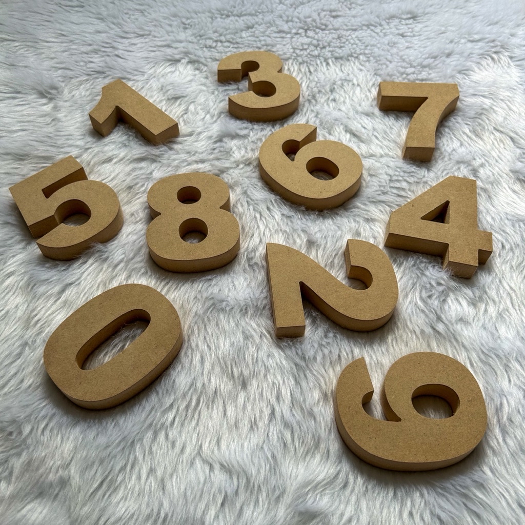 Wall Mount MDF Wooden Numbers 0-9 ( font Arial Black ) 5cm, 10cm, 15cm ...