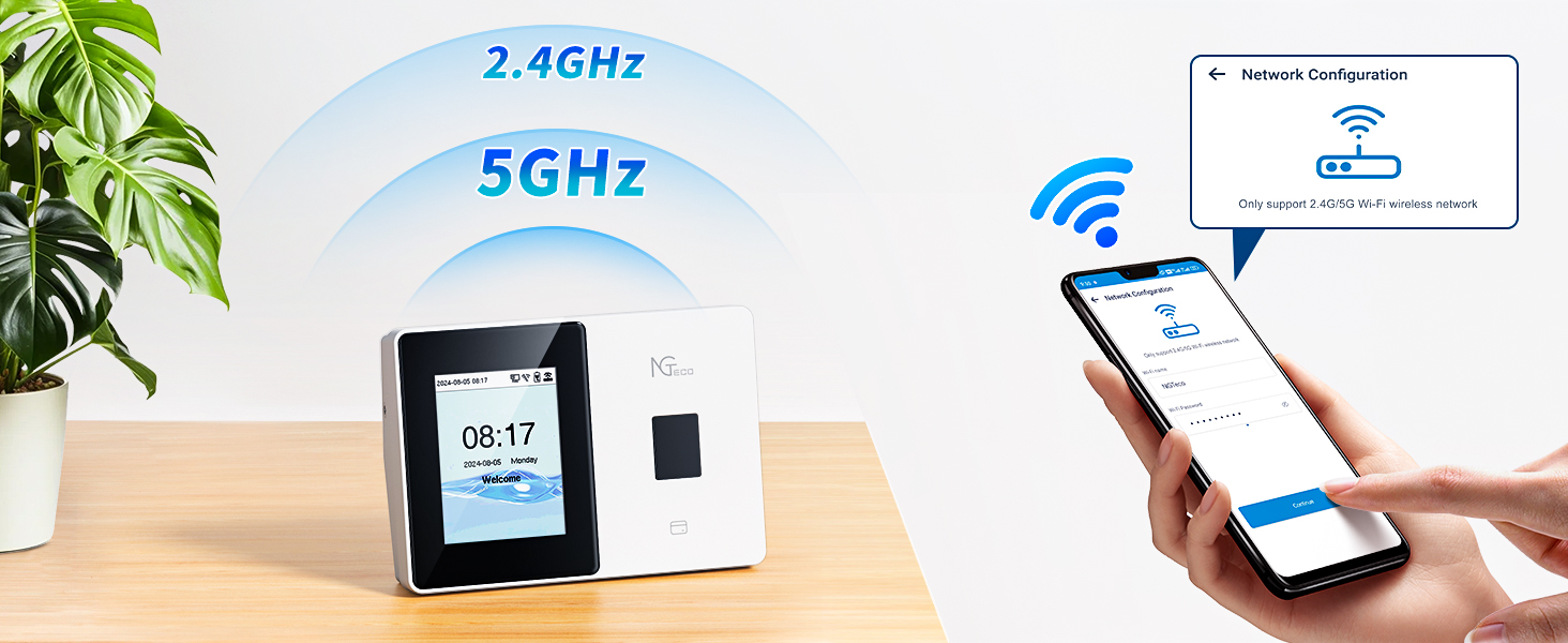 NGTeco TC2 Cloud Time Clock WiFi Time Clocks for Employees Small ...