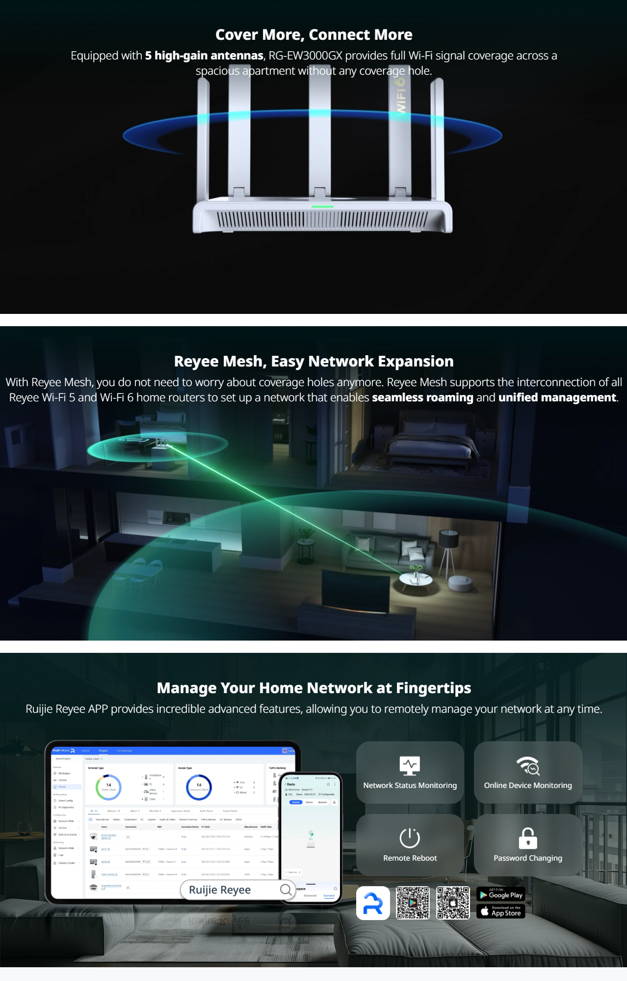 Ruijie | Reyee RG-EW3000GX 3000M AX3000 Wi-Fi 6 Dual WAN Gigabit Router ...
