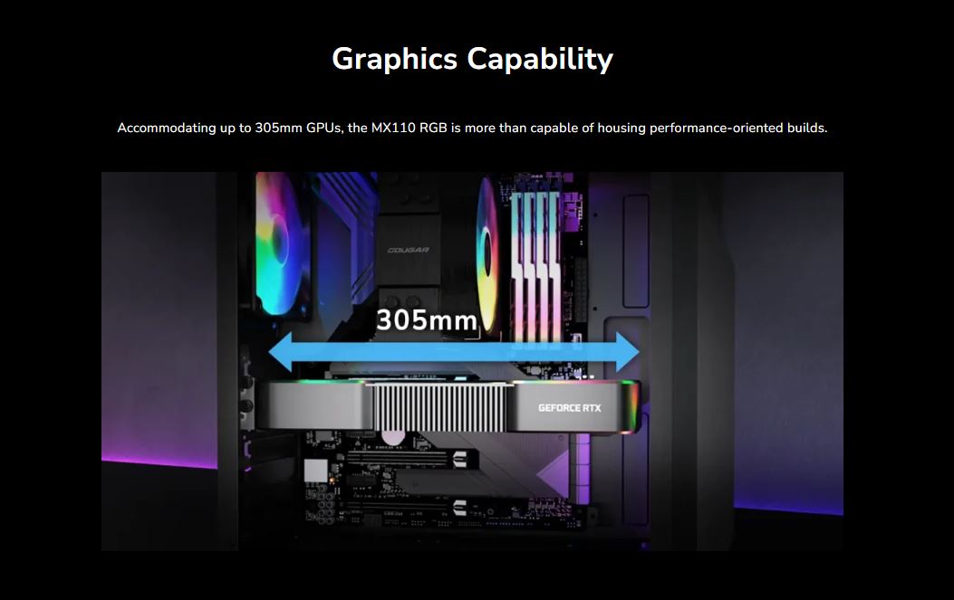 COUGAR MX110 RGB MID TOWER GAMING CASE WITH TEMPERED GLASS/244*484 ...