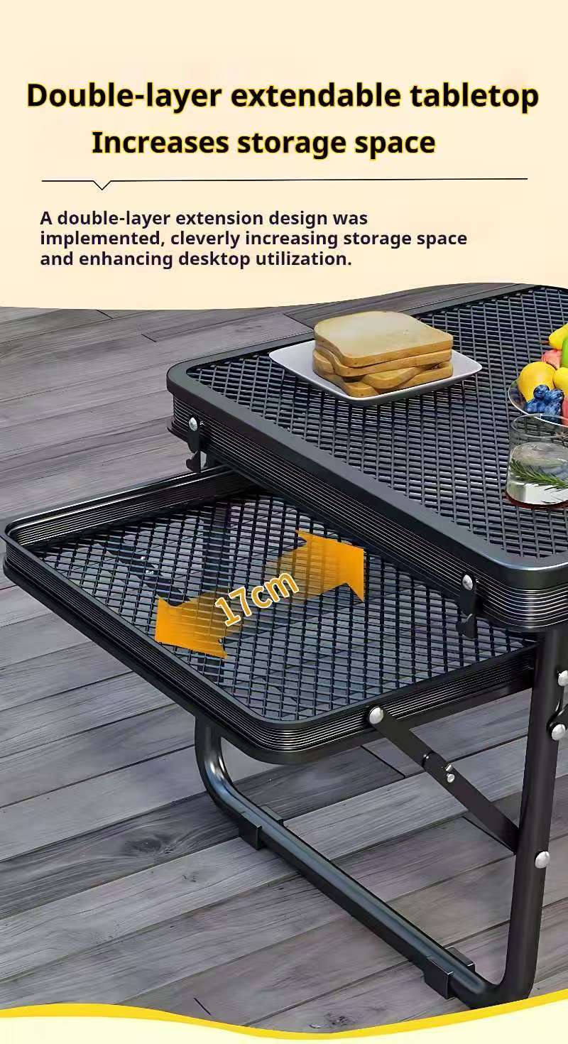 Outdoor portable grid folding table barbecue camping table travel table ...