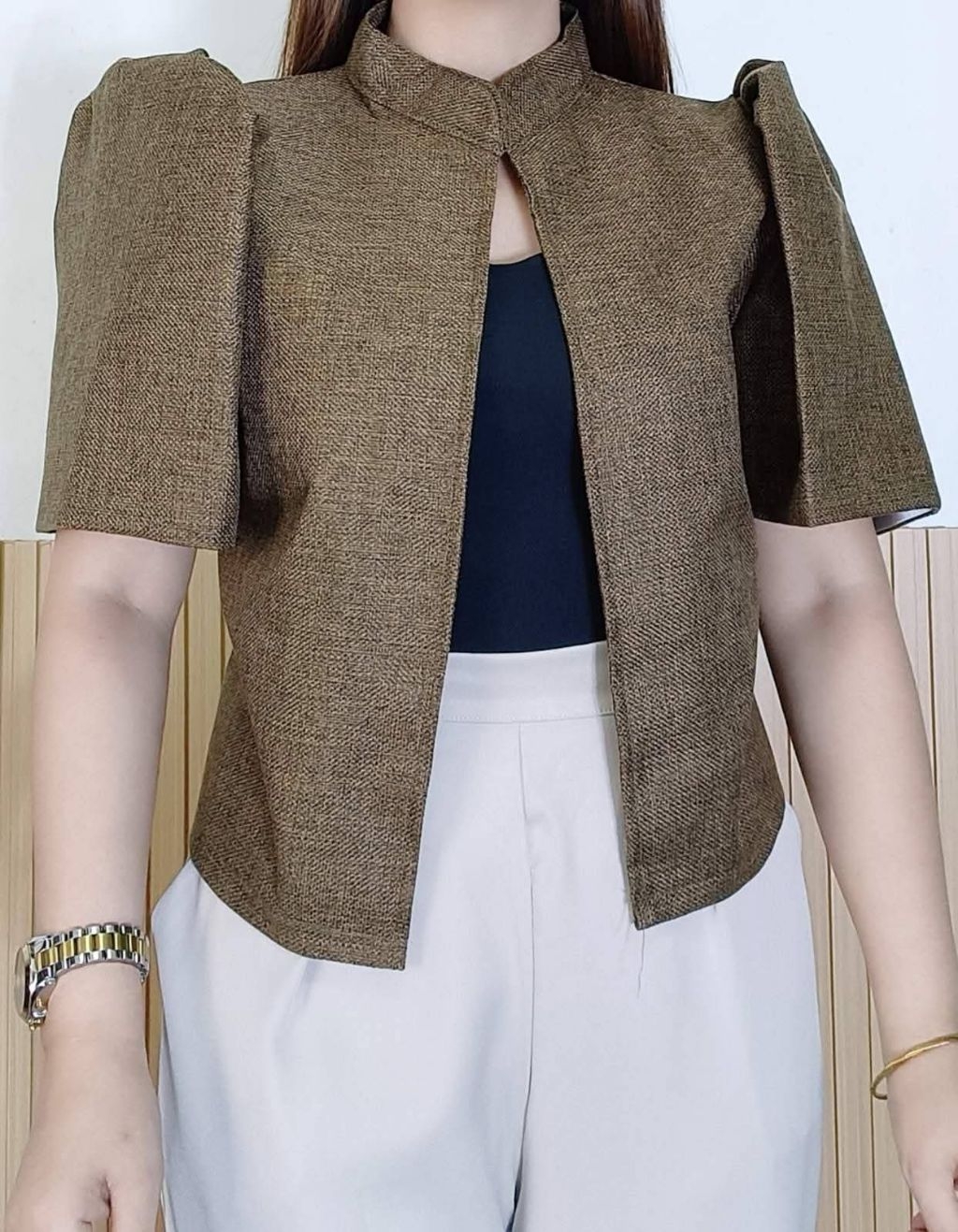 CLAIRE SAKO BOLERO PUFF SLEEVE with PILON/ OFFICE ATTIRE (FIT L-XXXL ...