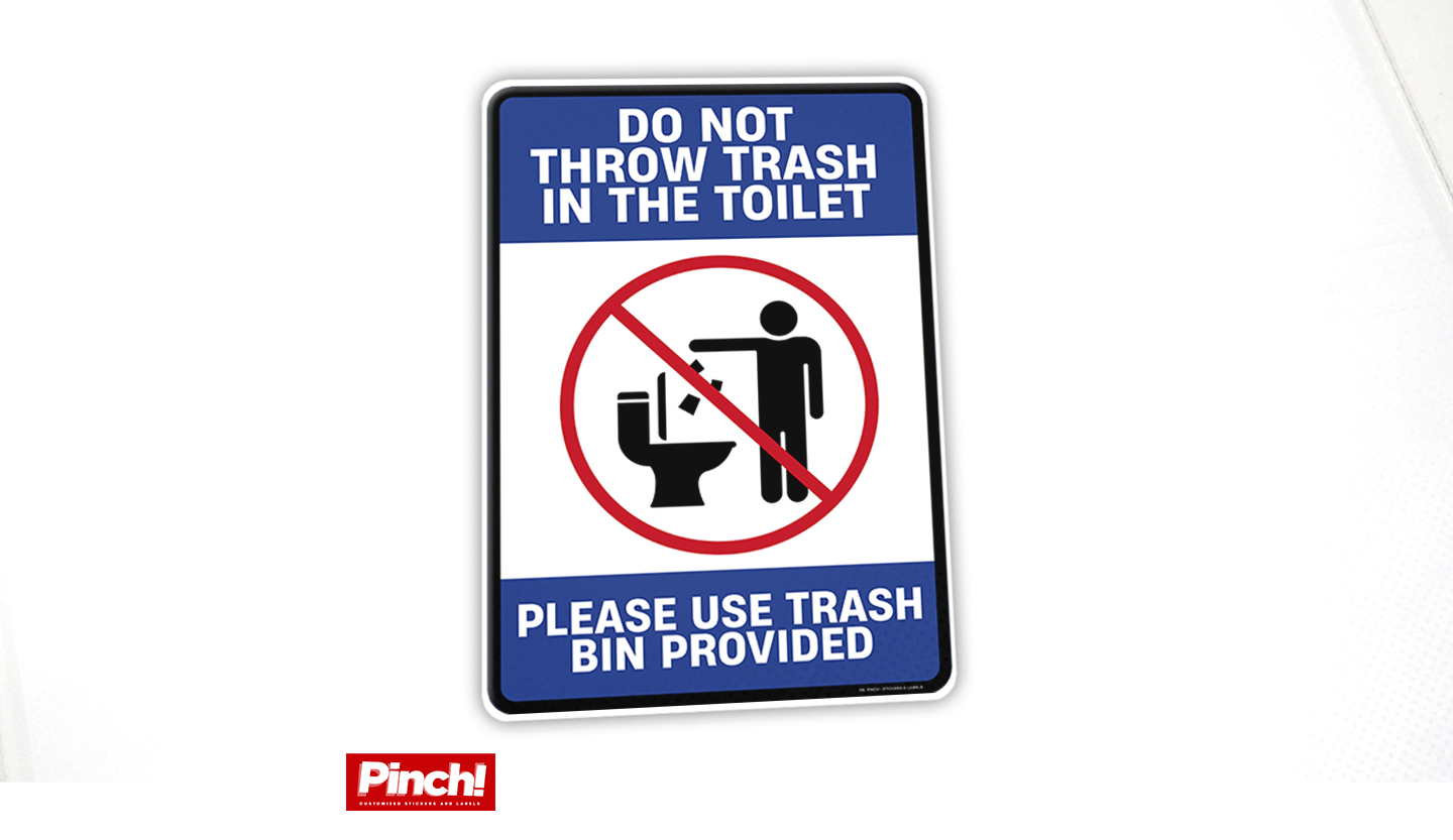 Pinch Sticker Signage - Do Not Throw Trash in the Toilet 26x18cm ...