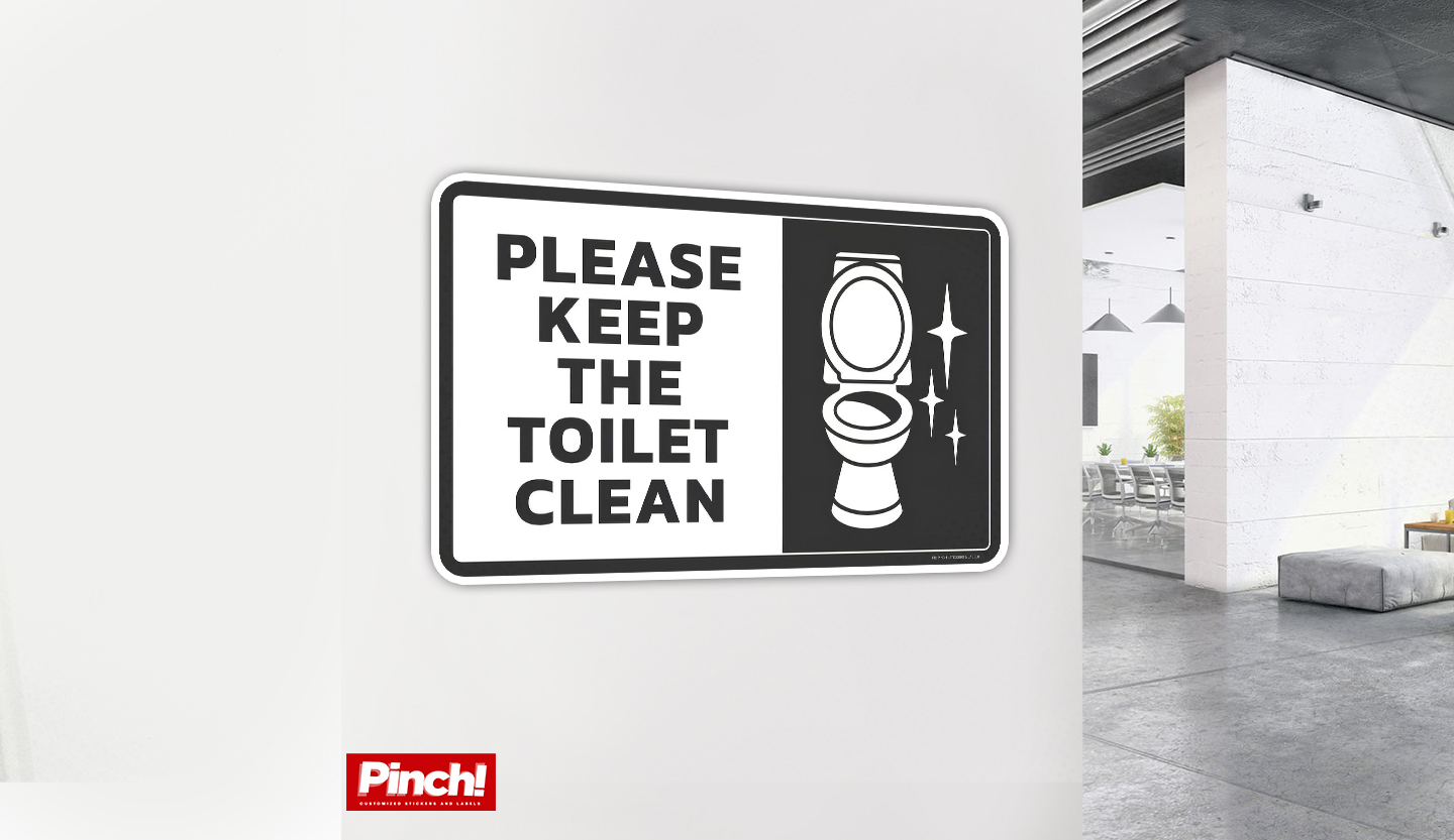 Pinch Sticker Signage - Please Keep The Toilet Clean 17x27cm Sticker ...