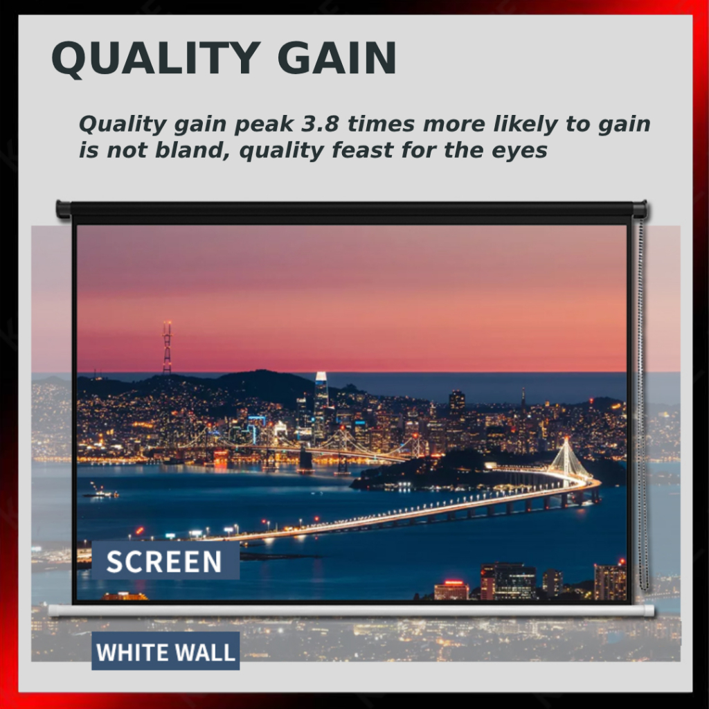 Folding Projector Screen With Stand 60/72/84/100 Inch HD Vivid Color ...