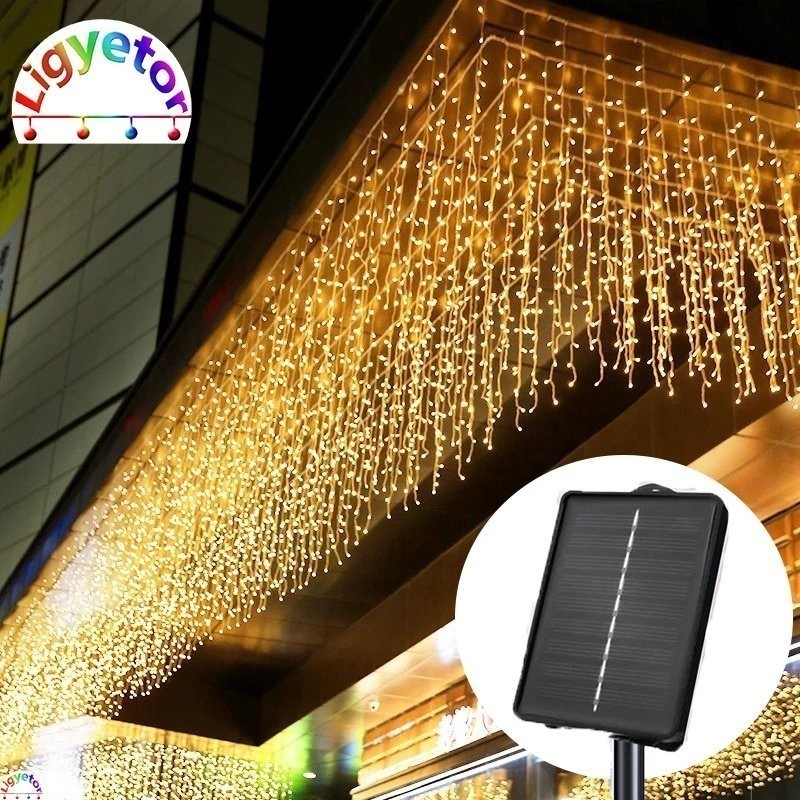 Solar/Plug Fairy Icicle Lights 200LED Outdoor Waterproof Christmas ...