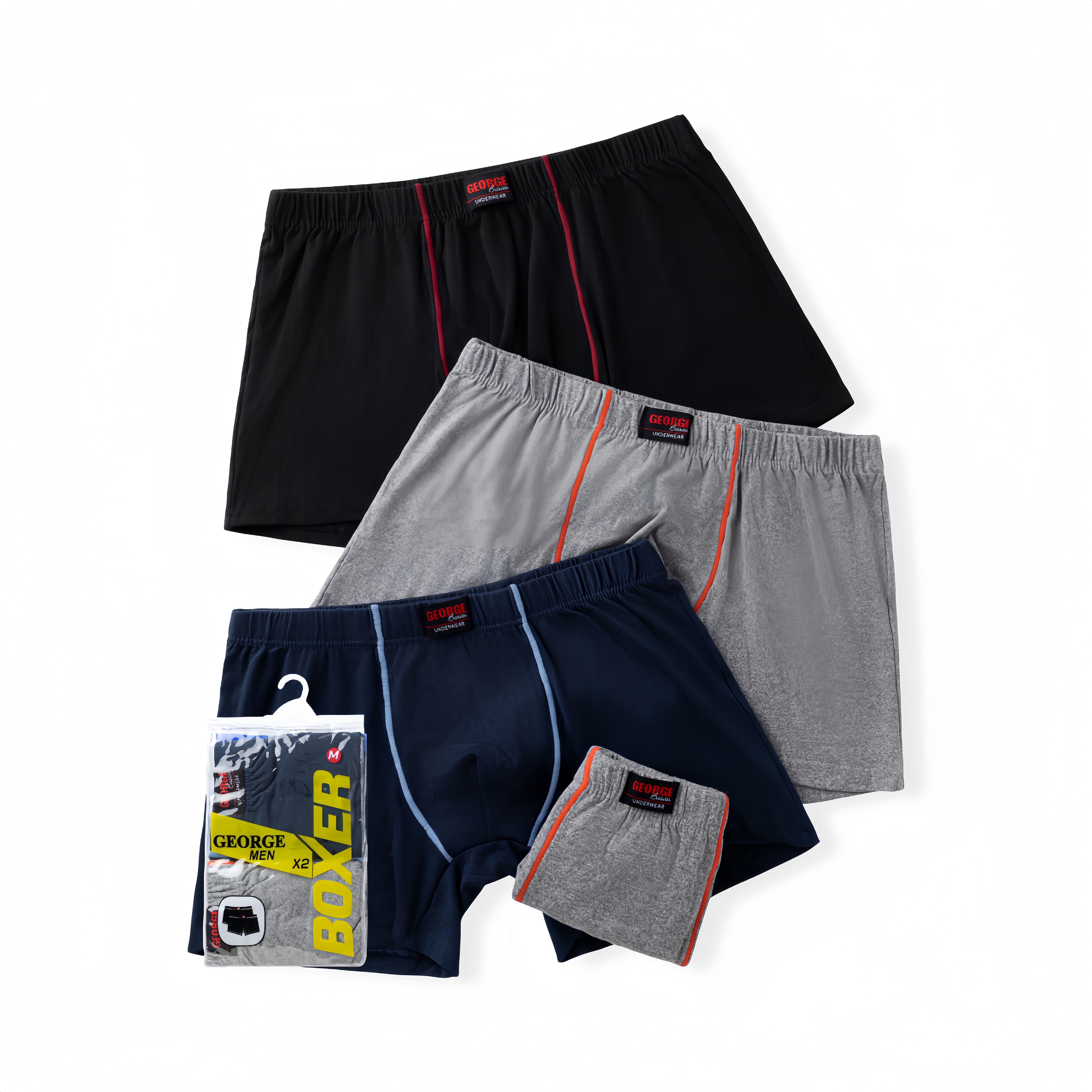 GEORGE Men's Boxer Briefs -2PCS Sizes S-XL COMFORTABLE & BREATHABLE ...