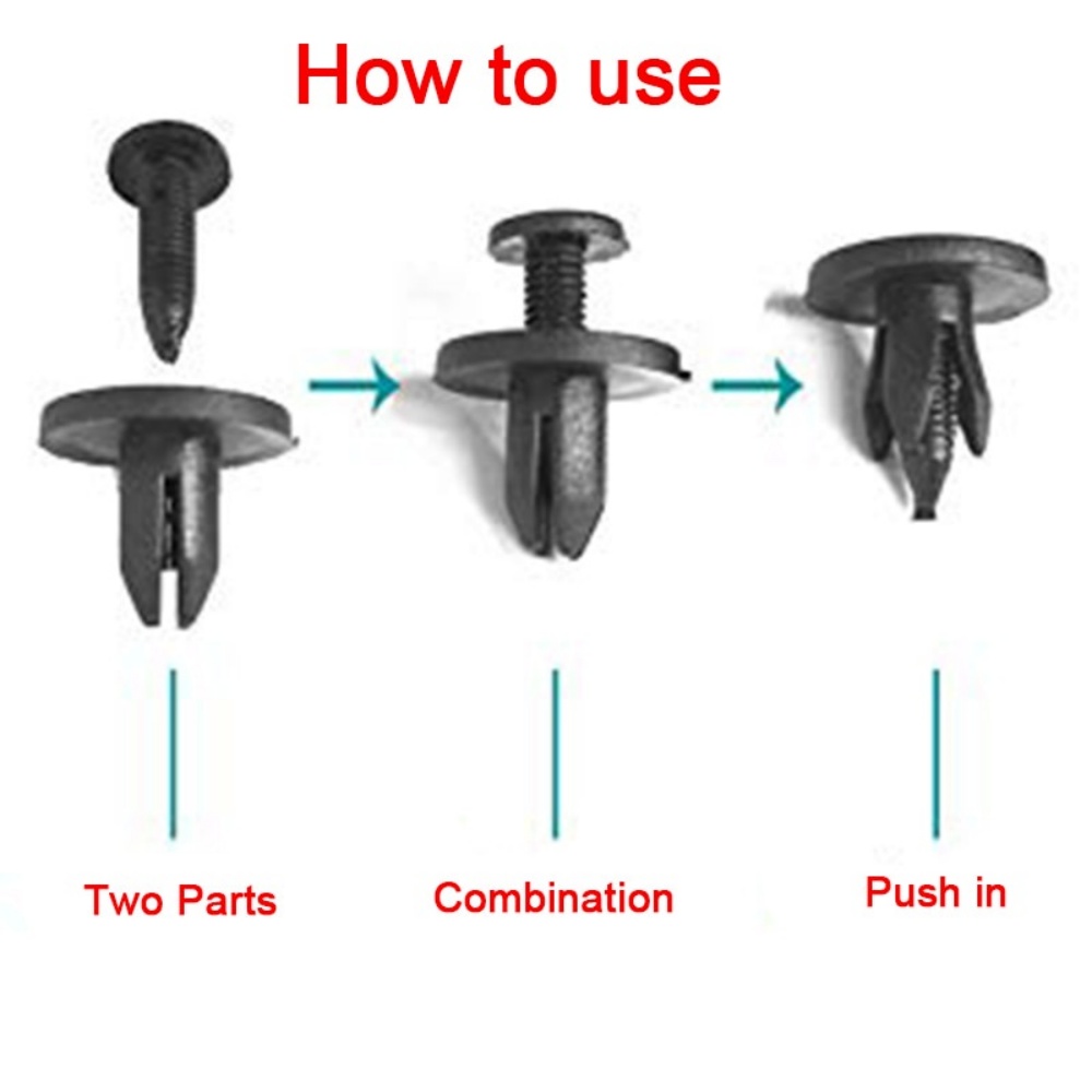 50PCS 6mm Plastic Car Fastener Clips Bumper Fender Push Type Fixing ...
