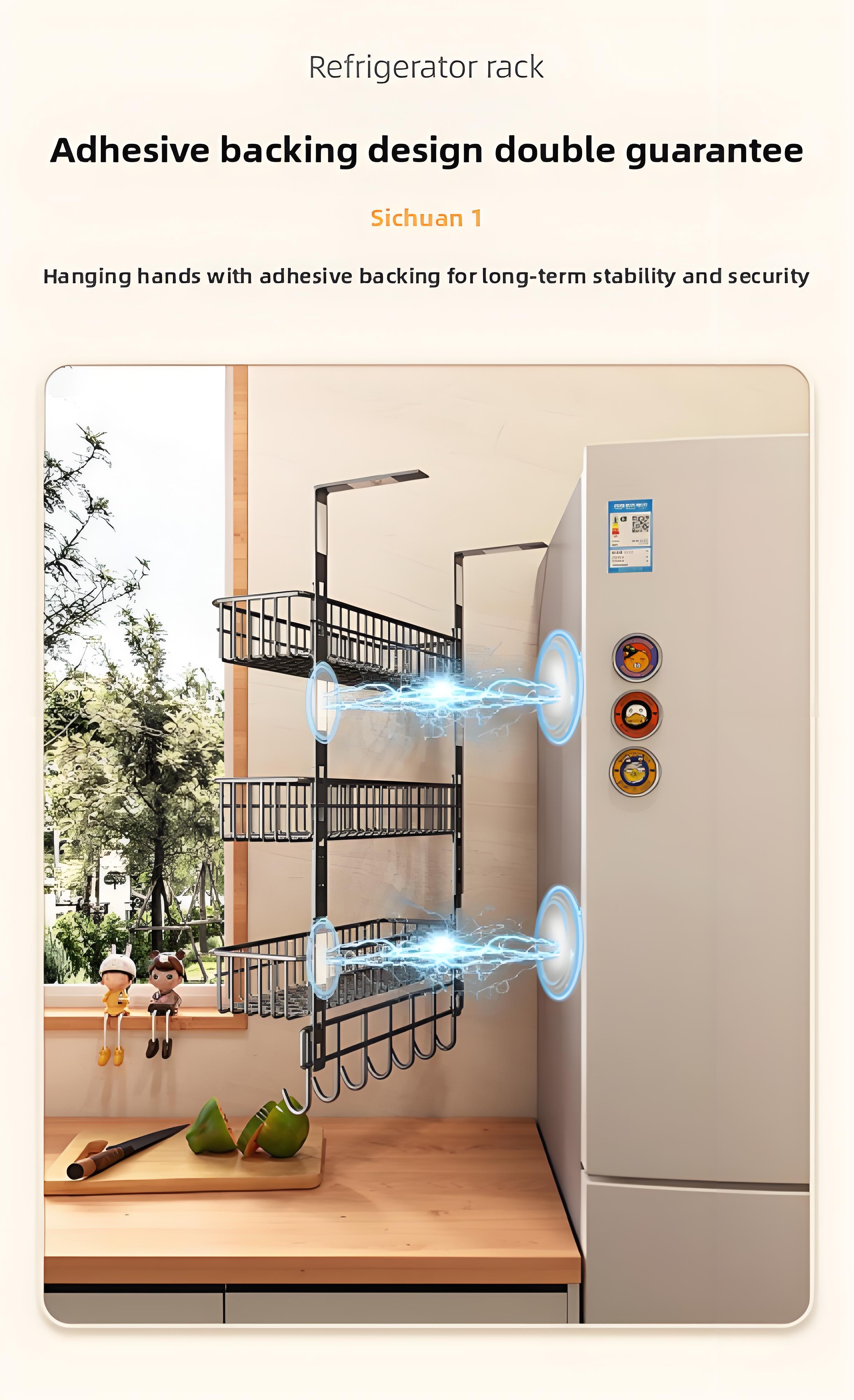 Multifunctional 3-layer Table Side Storage Rack with Hooks Kitchen ...