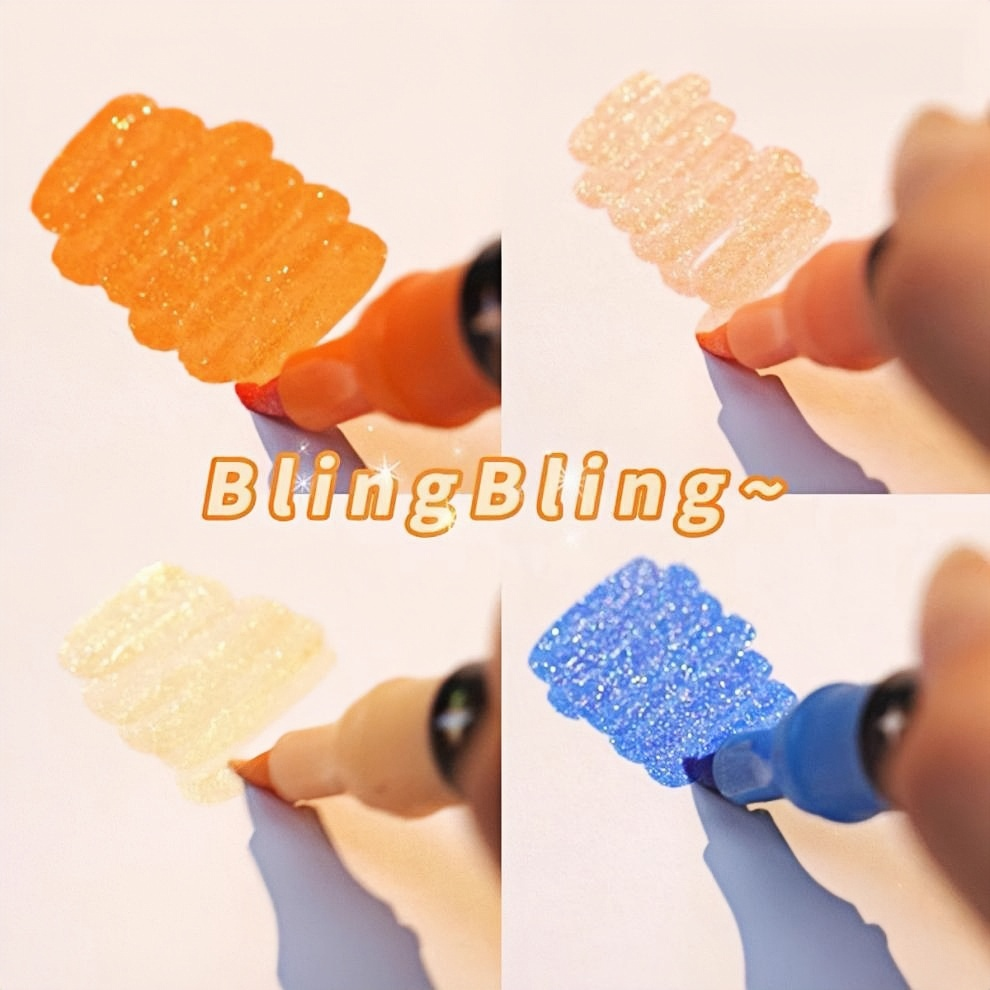 48 Colors Dual Tip Glitter Drawing Color Pen Set Markers Metallic ...
