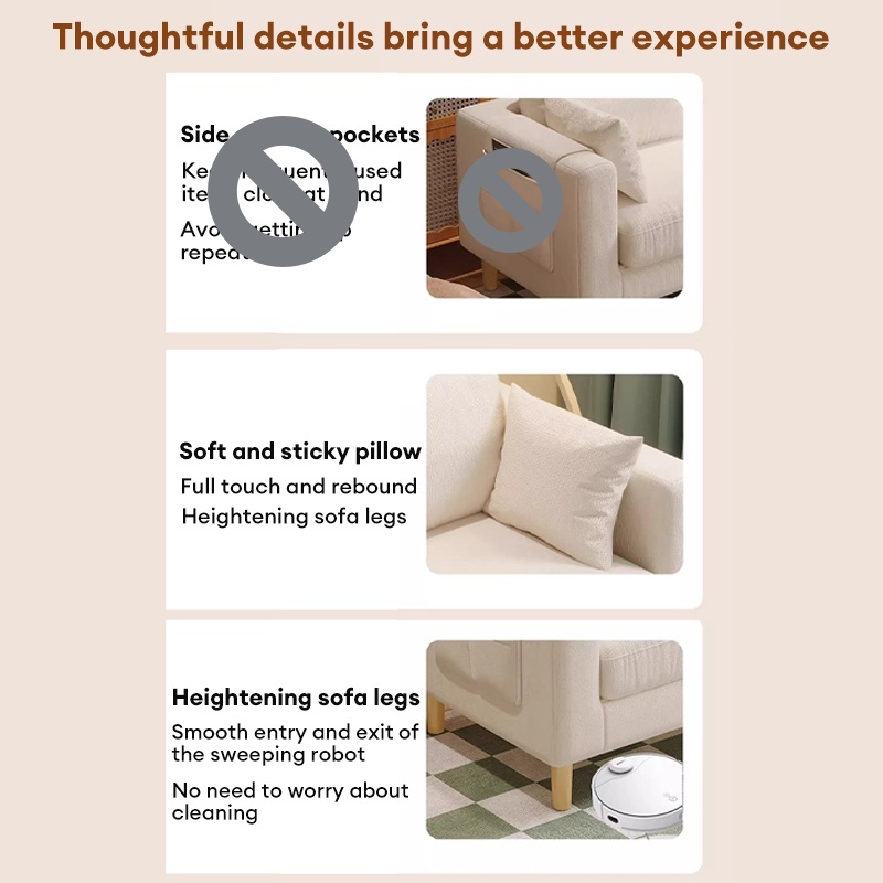 CONOCO Nordic Style Solid Wood Fabric Sofa Simple and modern fabric ...