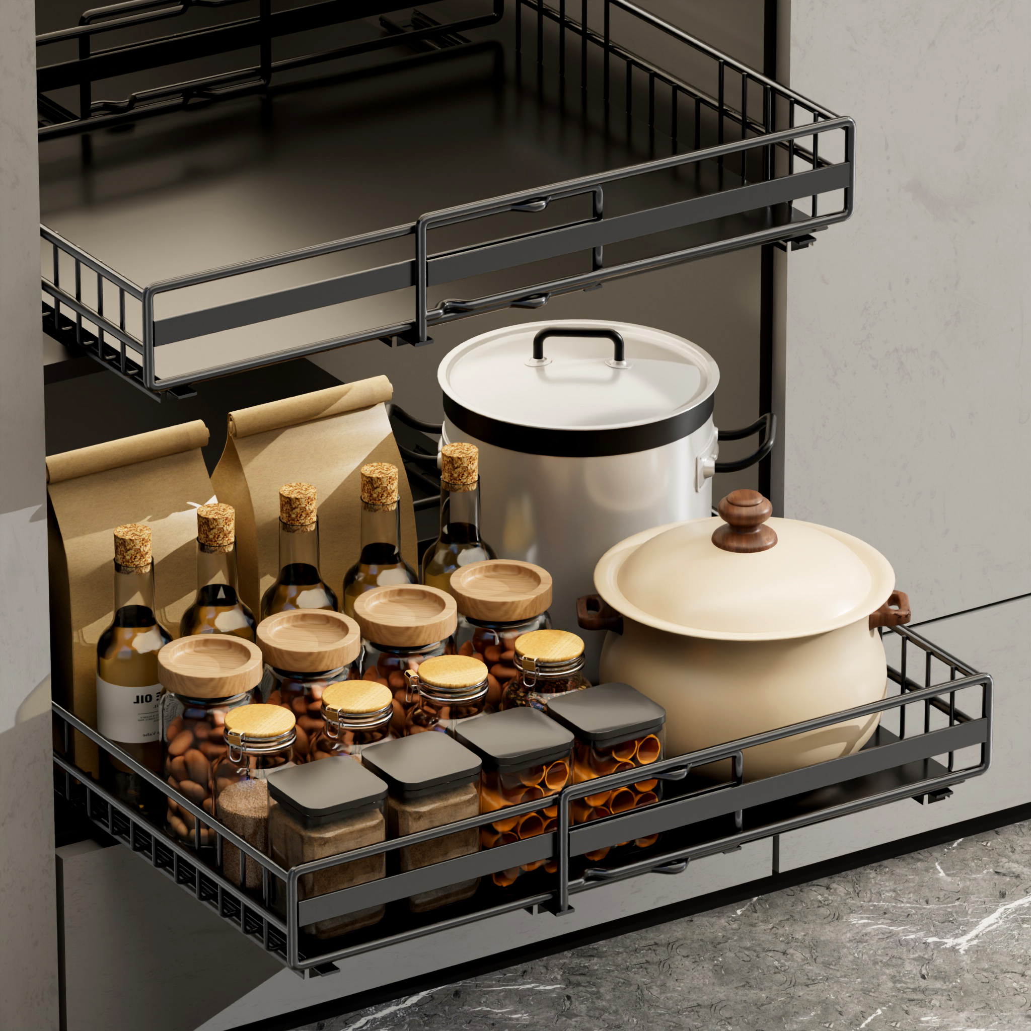 Kitchen Dish rack Cabinet Storage Rack Organizer Storage Drawer Pull ...