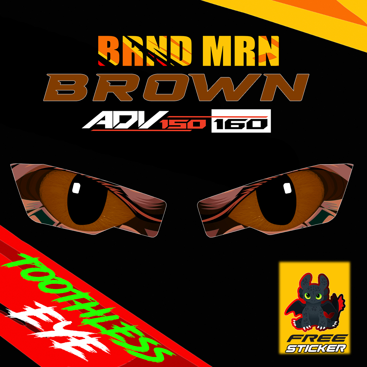 HONDA ADV 150/160 HEADLIGHT TOOTHLESS EYE DECAL STICKER TINT PROTECTOR ...