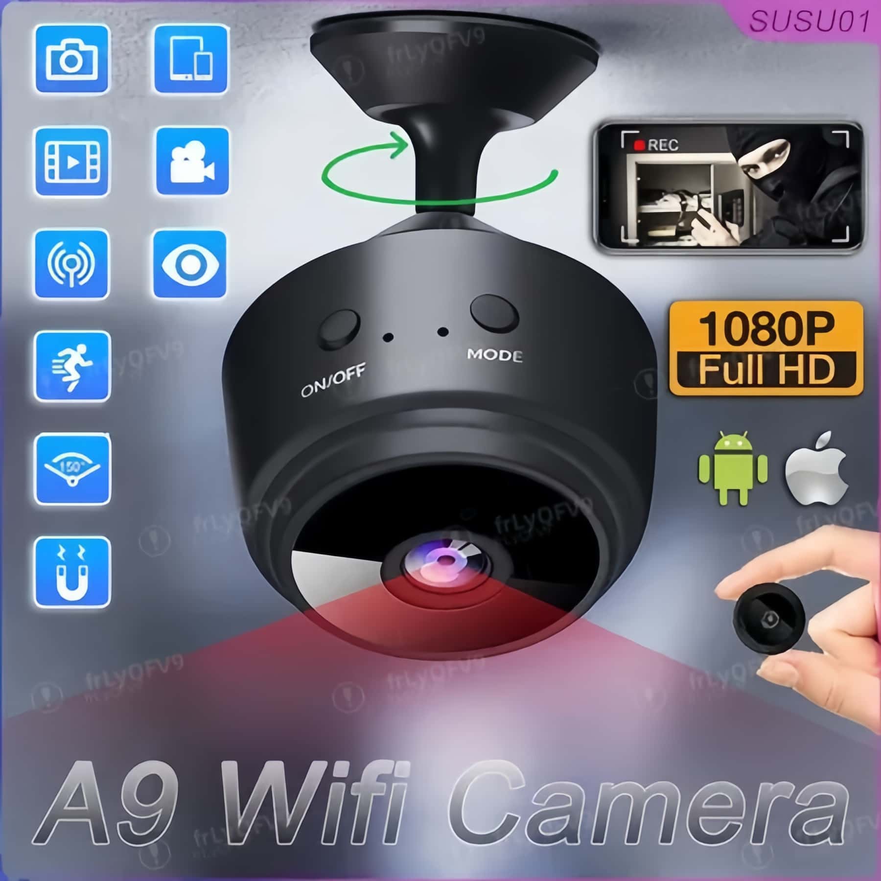 A9 Mini Camera 1080p HD Portable Night Vision Wireless Surveillance ...