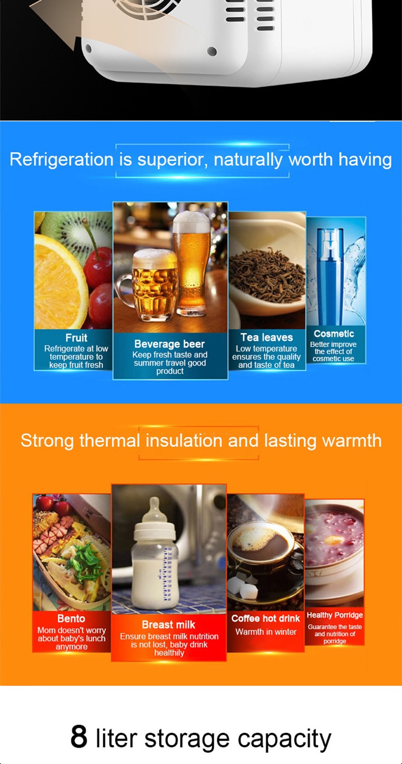 8L Mini Fridge Refrigerator 48W220V Household and Car Mini Refrigerator ...