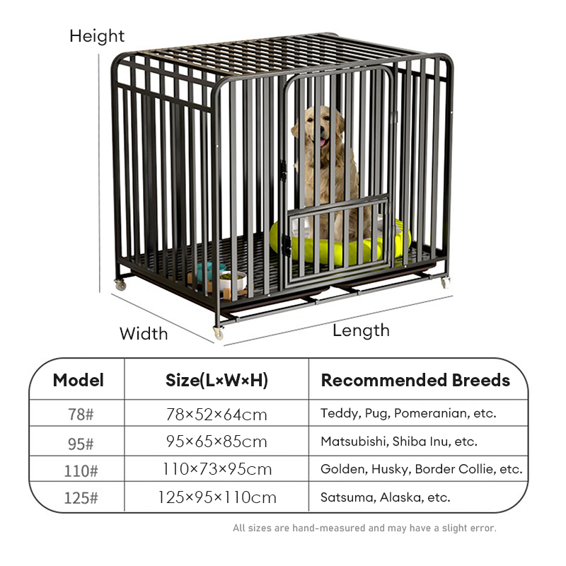 Moving Dog Cage Heavy Duty Square Tube Dog Cage Indoor Large Metal ...