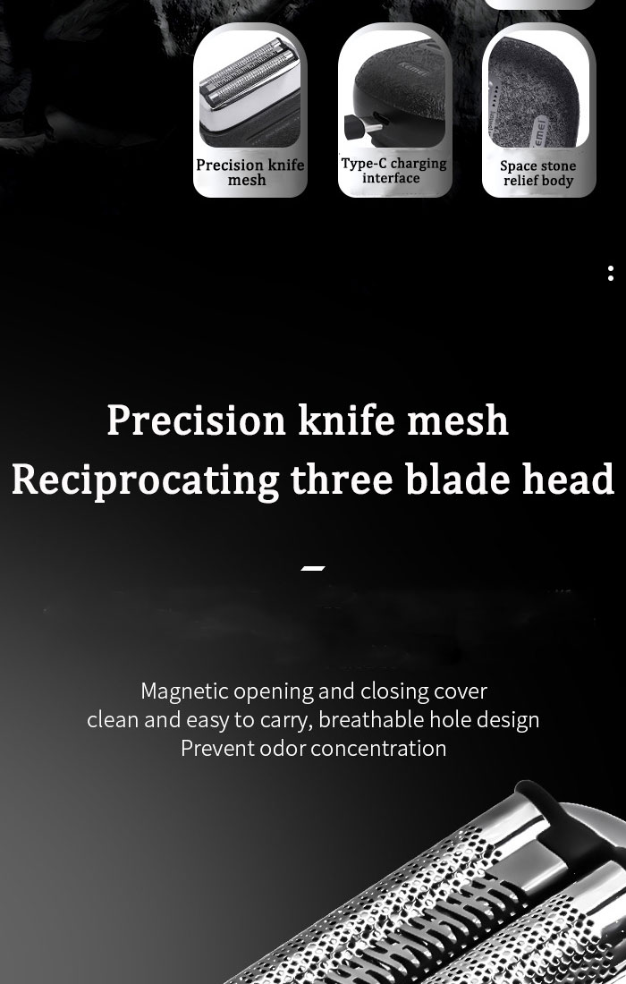 Kemei Electric Shaver Reciprocating Razor Powerful Motor Intelligent ...