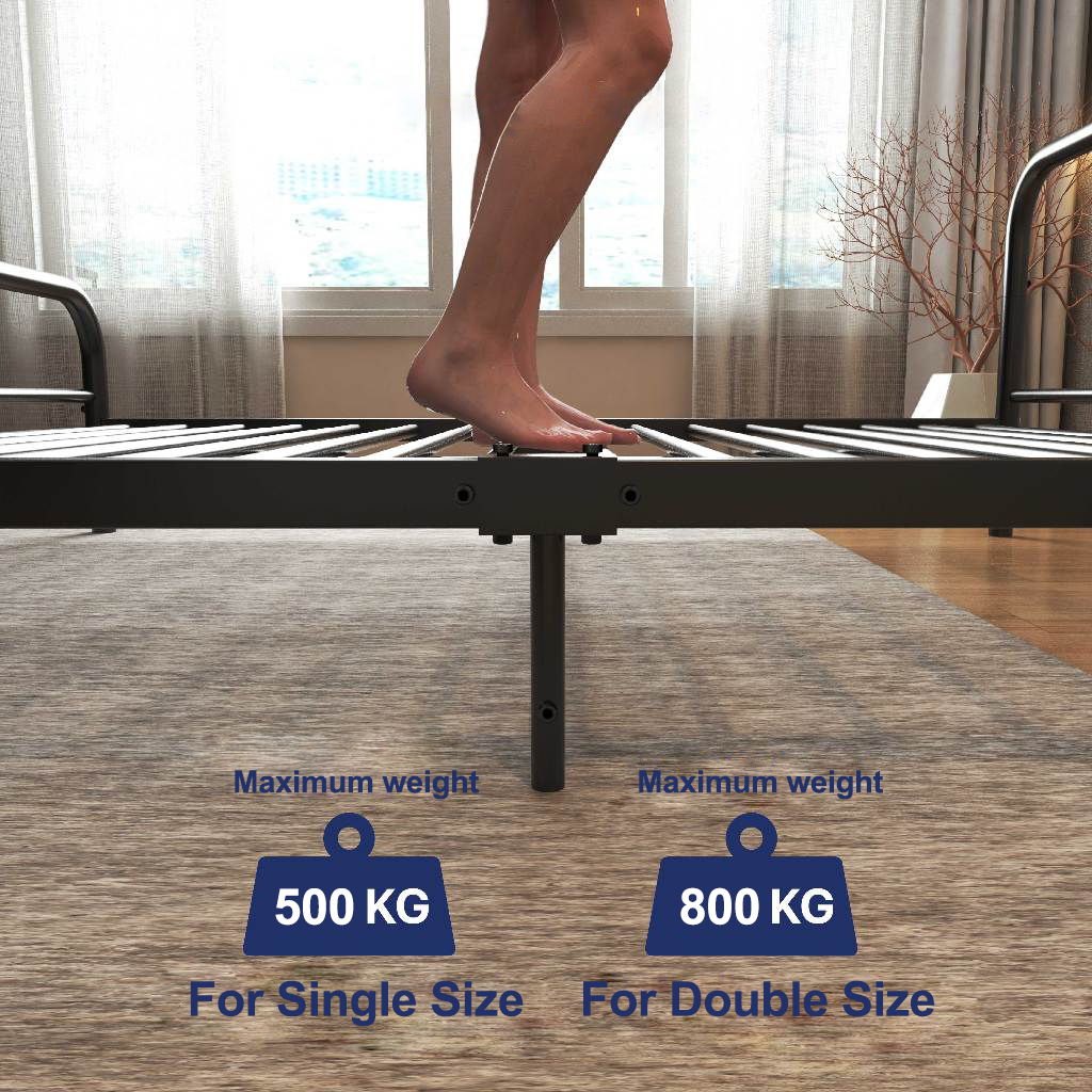Royal Minimalist Iron Bed Frame Double Heavy Duty Thickened Steel E ...