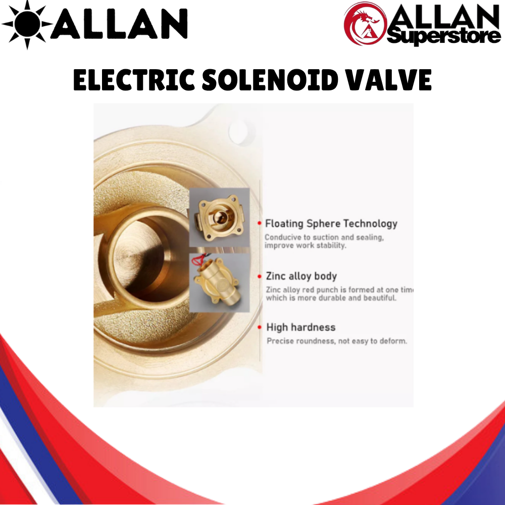 Allan Superstore Electric Solenoid Valve Two Way Brass DC 12V AC 220V 1 ...