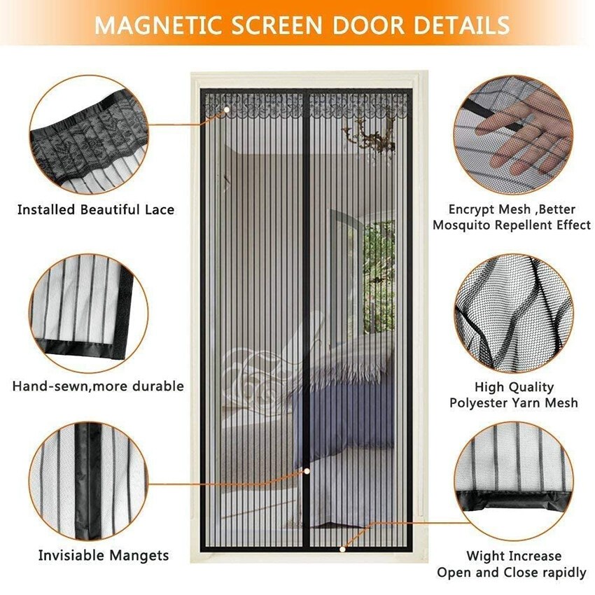 Household Magnetic Door Net Magnetic Door Screen Simple Anti Mosquito ...