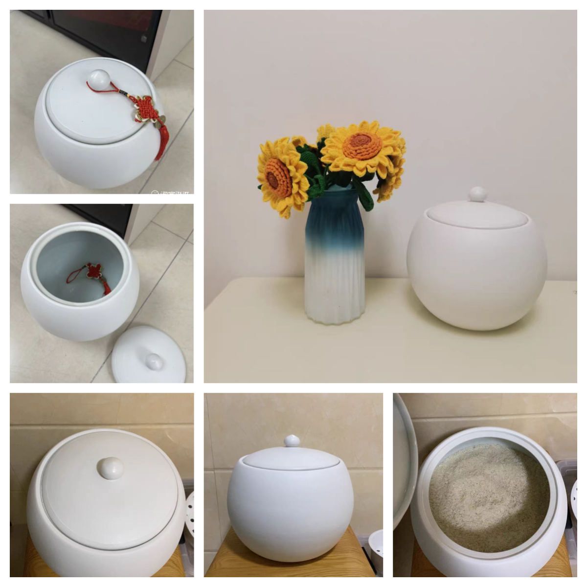 Rice dispenser5kg/kilos ceramic jar with cover rice storage container ...