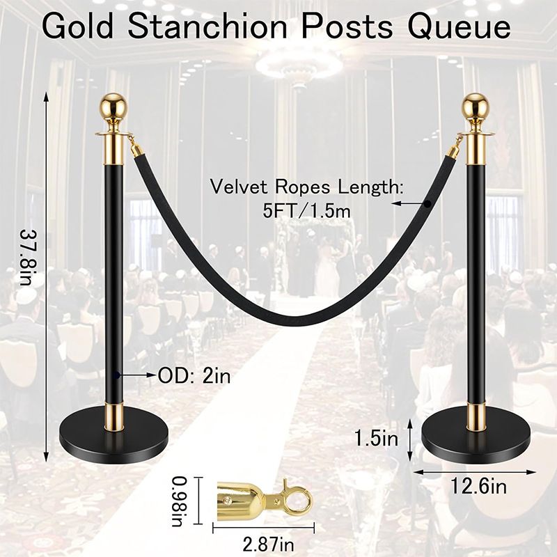 Railing Bracket Security Crowd Control Barrier 2 stainless steel poles ...