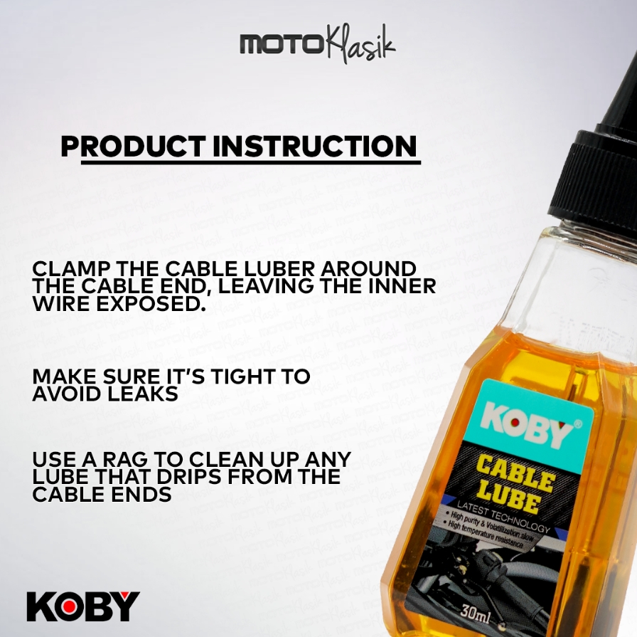 KOBY CABLE LUBE 30ML LUBRICANT OIL M369 FOR CLUTCH CABLE, THROTTLE ...