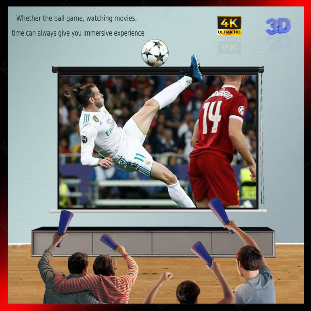 Folding Projector Screen With Stand 60/72/84/100 Inch HD Vivid Color ...