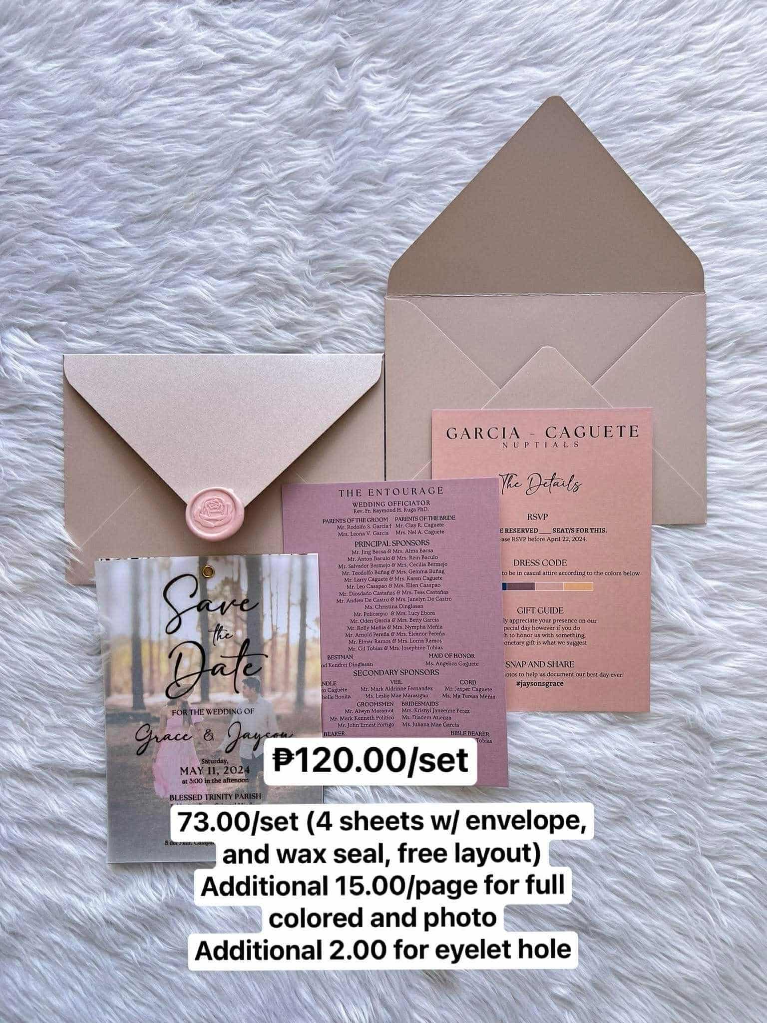 Customized Invitations (4sheets w/ envelope, wax seal, free layout ...