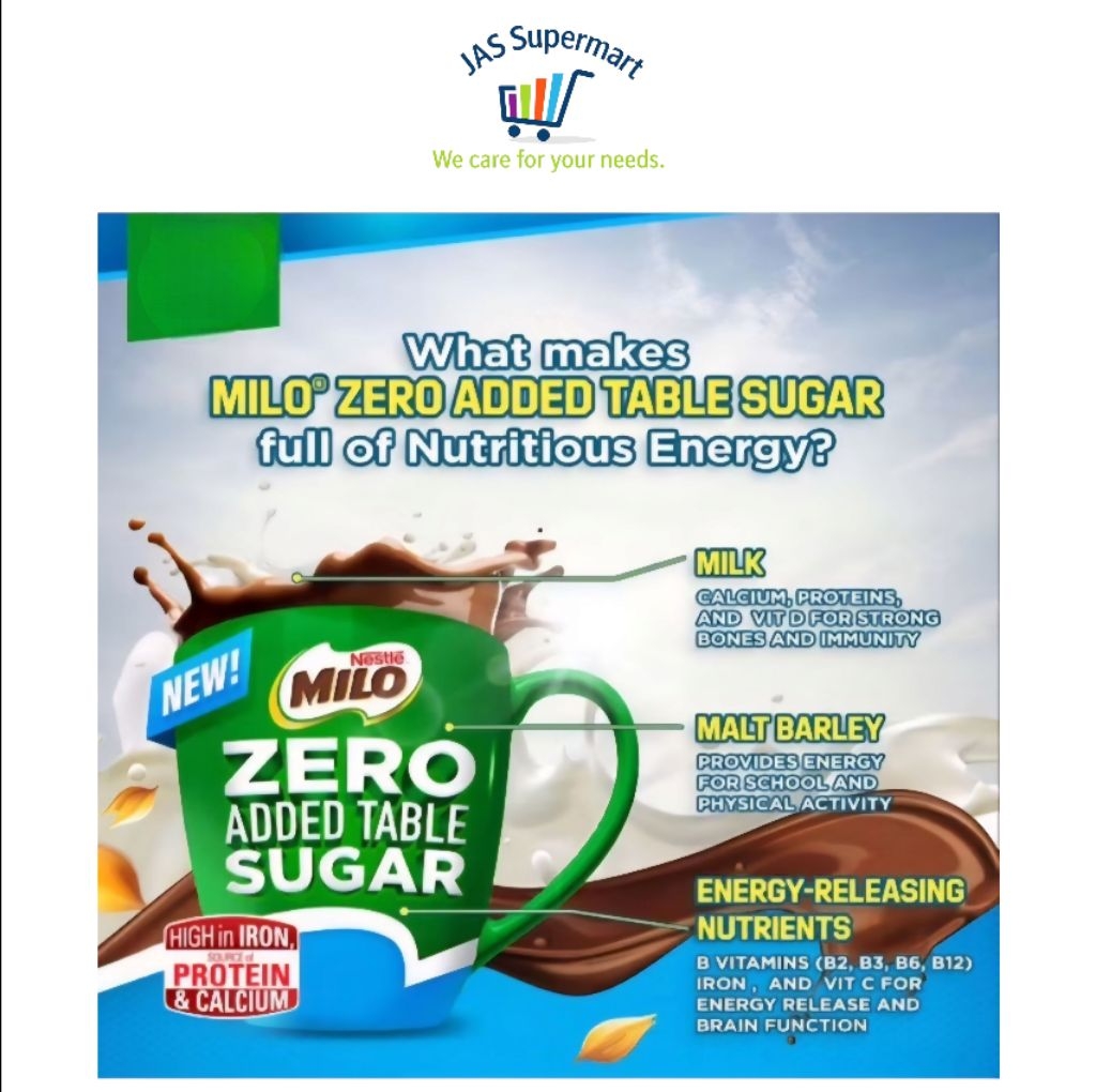 Milo Zero Added Sugar Chocolate Drink 10 Sachets x 26g – Healthy Milo ...
