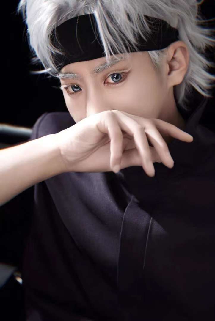 Anime Jujutsu Kaisen Gojo Satoru cosplay costume top pants wig eye ...